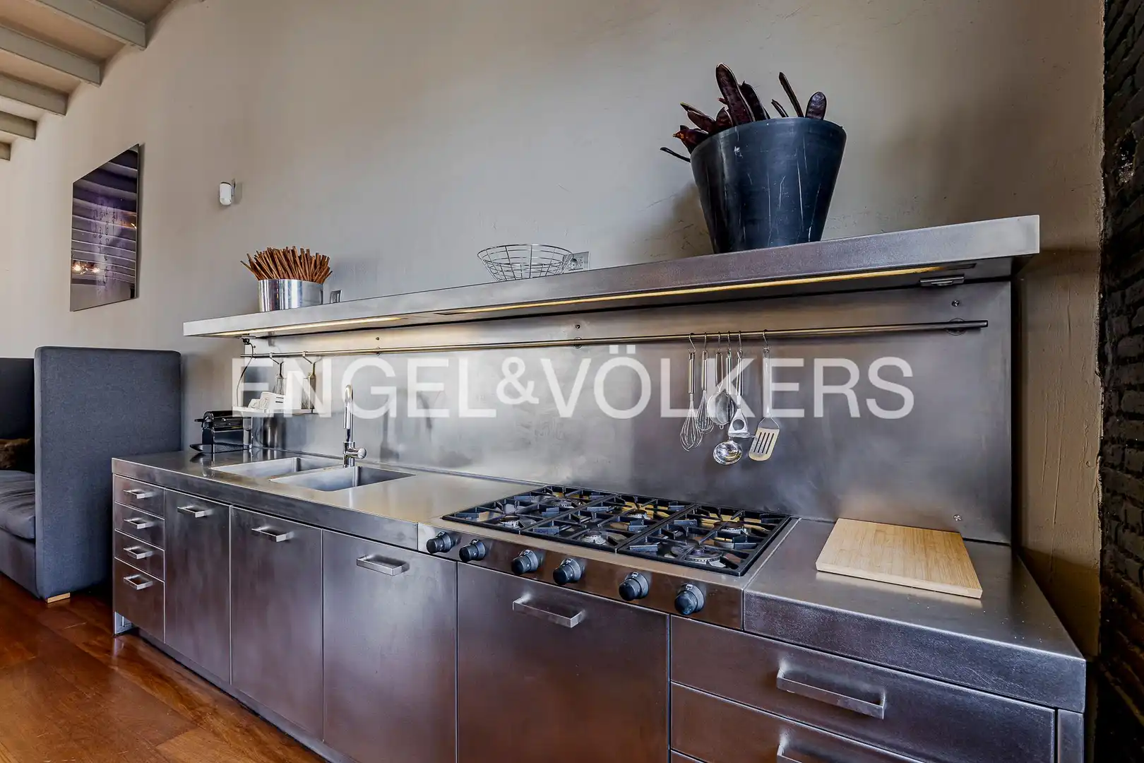 Cocina de Loft de alquiler en Barcelona con Aire acondicionado, Calefacción y Parquet
