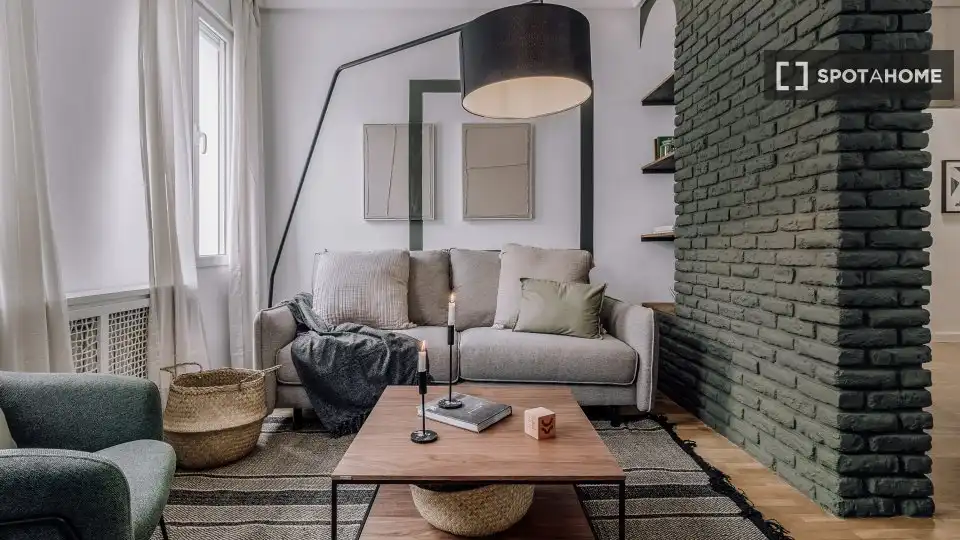 Living room of Apartments for share in Madrid  with Air Conditioner, Terrace and Furnished