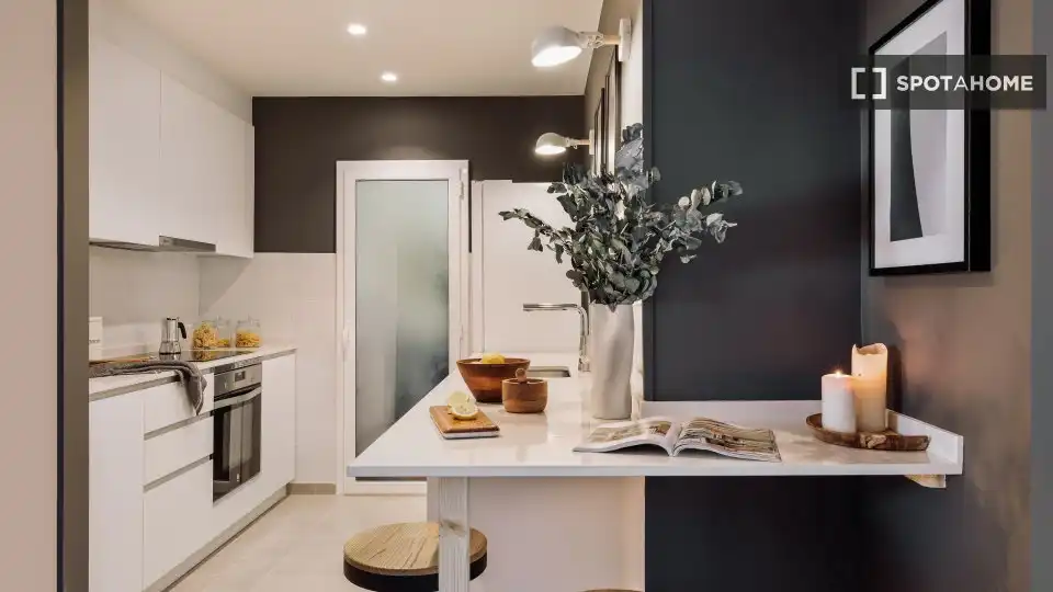 Cocina de Piso de alquiler en Barcelona con Aire acondicionado, Calefacción y Amueblado
