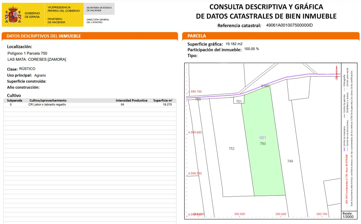 Residencial en venta en 1 Parcela , Coreses