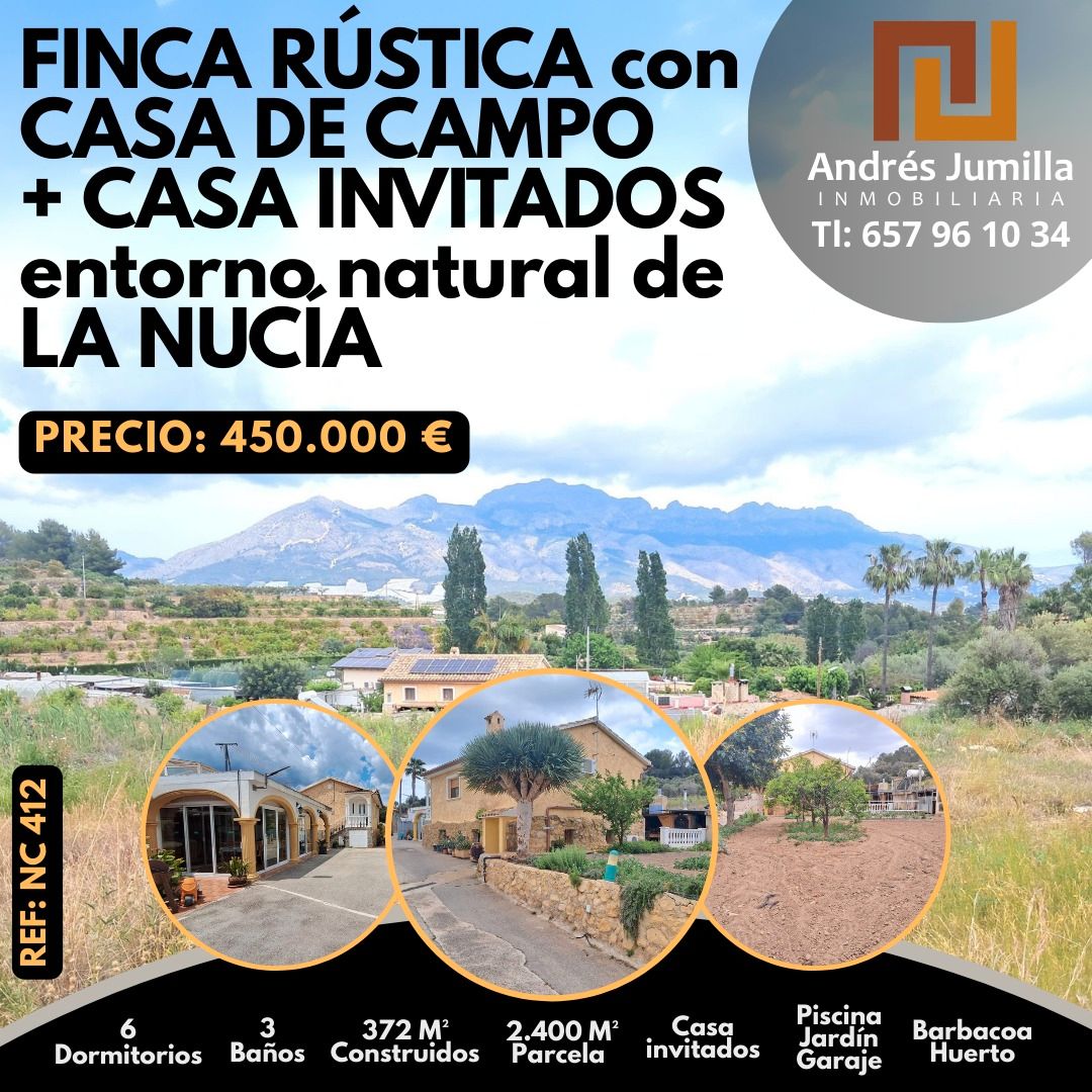 Vista exterior de Casa o xalet en venda en La Nucia amb Aire condicionat, Calefacció i Jardí privat