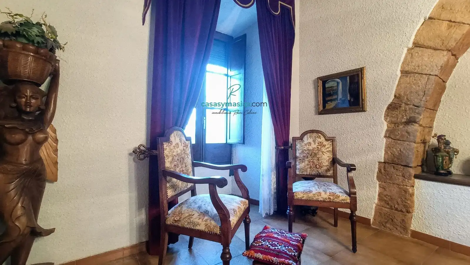Sala de estar de Finca rústica de alquiler en Font-rubí con Aire acondicionado, Calefacción y Jardín privado