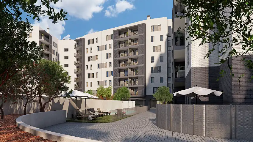 Vista exterior de Piso en venta en Sevilla con Terraza, Trastero y Piscina comunitaria