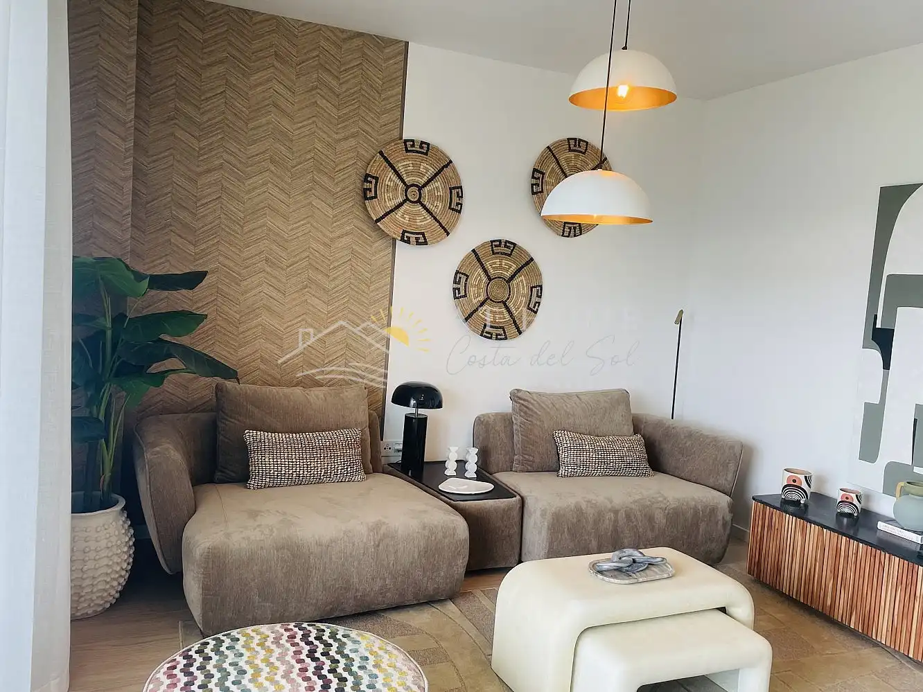 Wohnzimmer von Wohnungen zum Verkauf in Rincón de la Victoria mit Terrasse, Schwimmbad und Ofen
