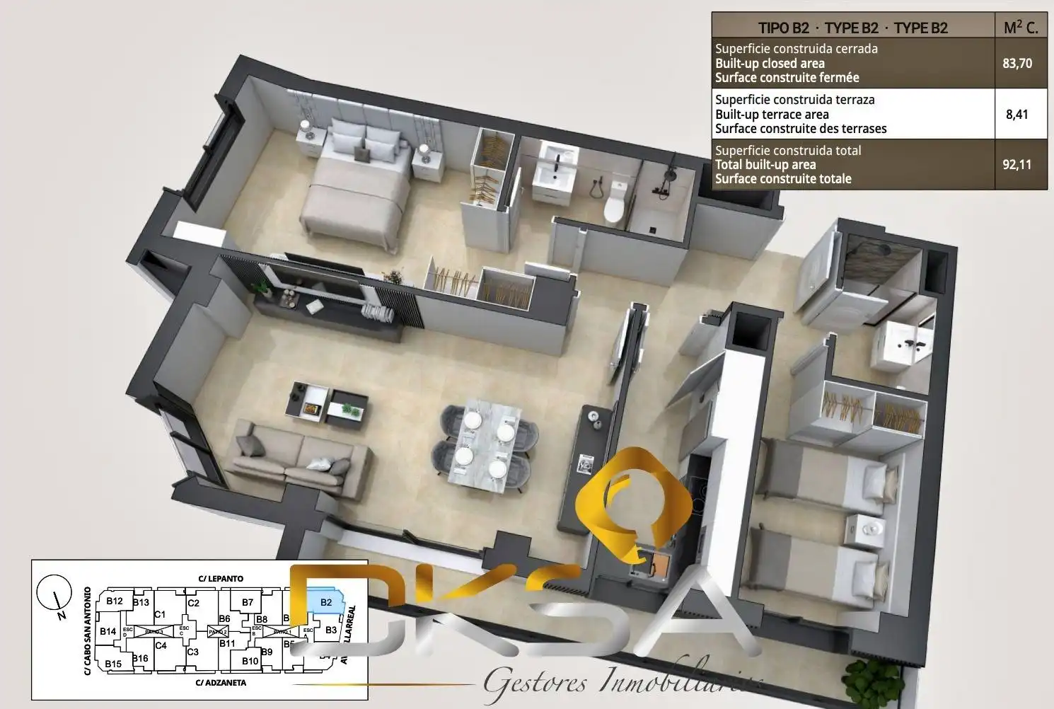 Piso en venta en Castellón de la Plana / Castelló de la Plana con Aire acondicionado, Calefacción y Jardín privado