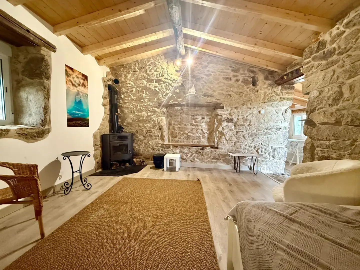 Sala de estar de Casa o chalet en venta en Sober con Jardín privado, Piscina y Amueblado