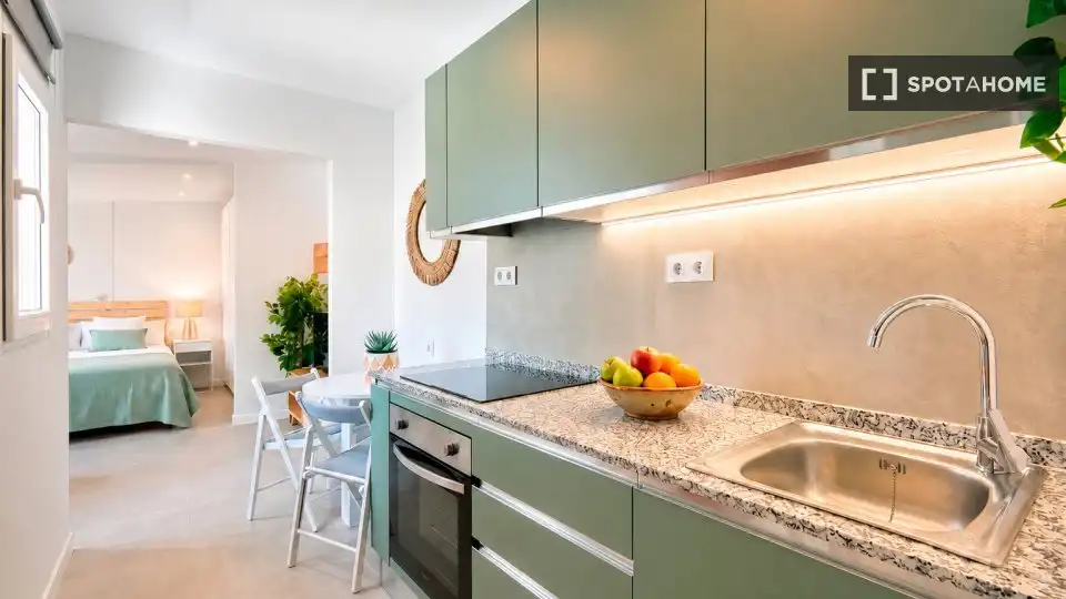 Cocina de Piso de alquiler en Barcelona con Aire acondicionado, Calefacción y Amueblado