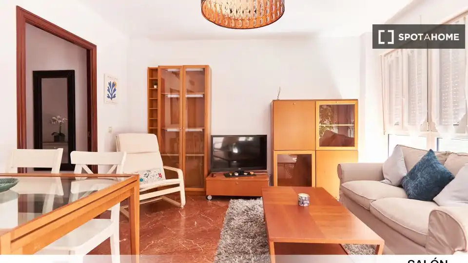 Sala de estar de Piso para compartir en Sevilla con Aire acondicionado, Terraza y Amueblado