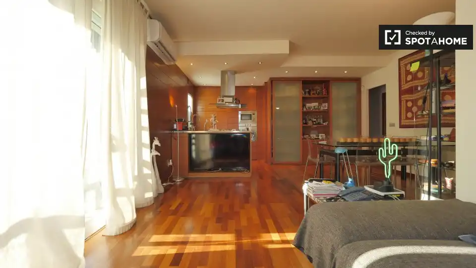 Living room of Flat for share in Barcelona  with Air Conditioner, Heating and Furnished