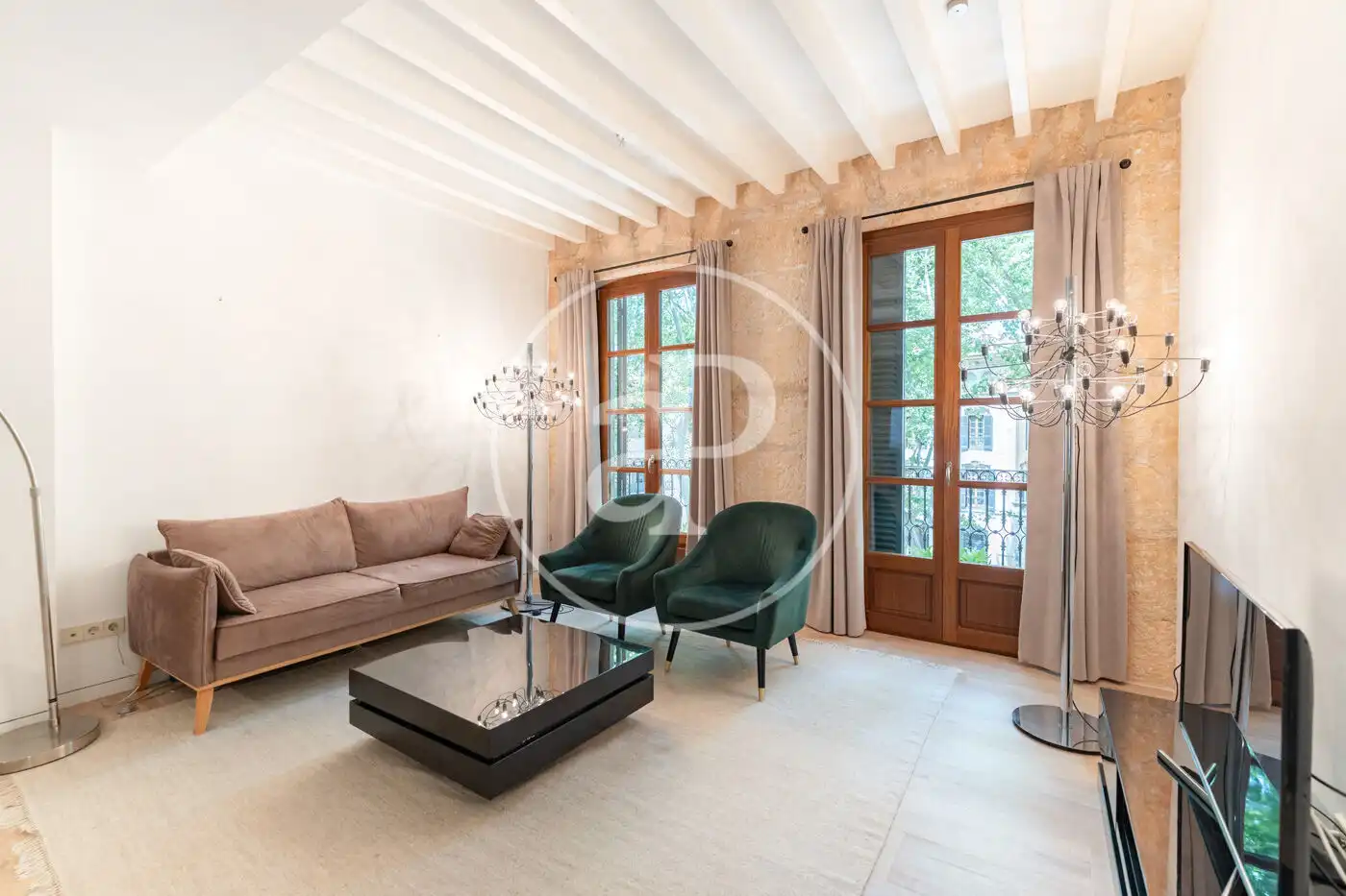 Sala d'estar de Pis de lloguer en  Palma de Mallorca amb Aire condicionat, Calefacció i Moblat