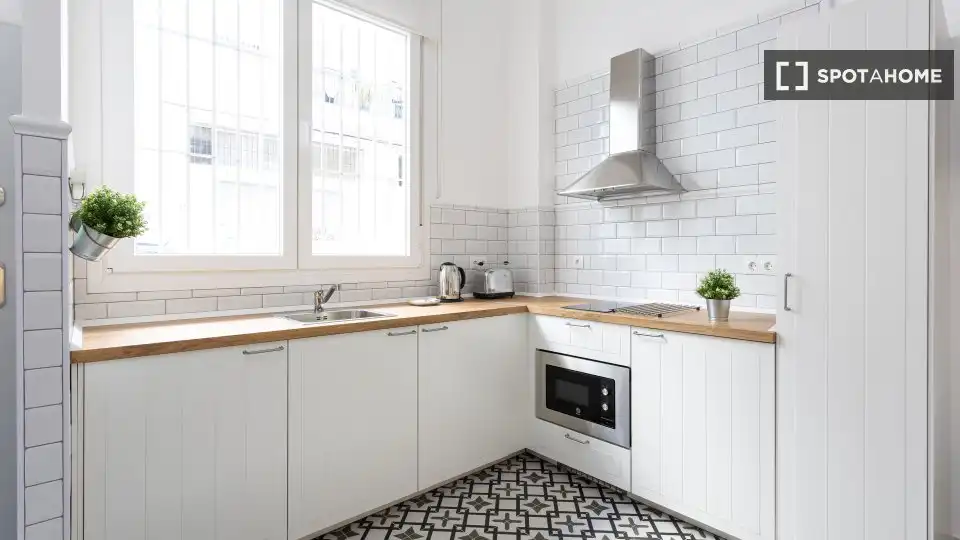 Kitchen of Study for share in Málaga  with Air Conditioner, Terrace and Furnished