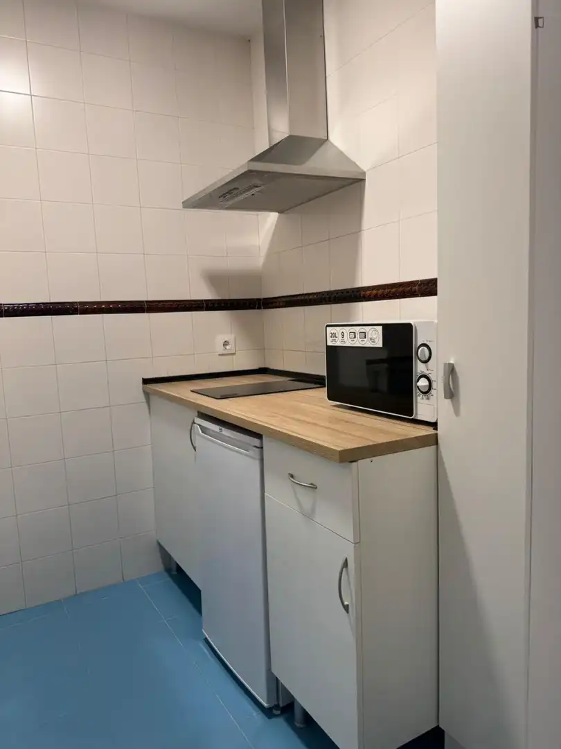 Cuina de Apartament de lloguer en Madrid amb Aire condicionat, Moblat i Rentadora
