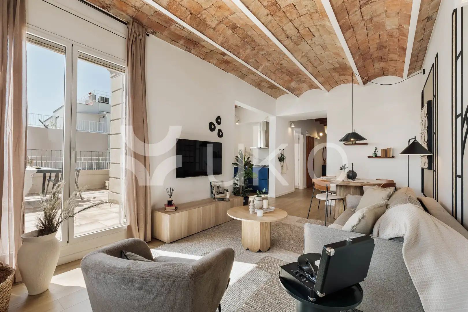 Sala d'estar de Apartament de lloguer en Barcelona amb Aire condicionat, Calefacció i Terrassa