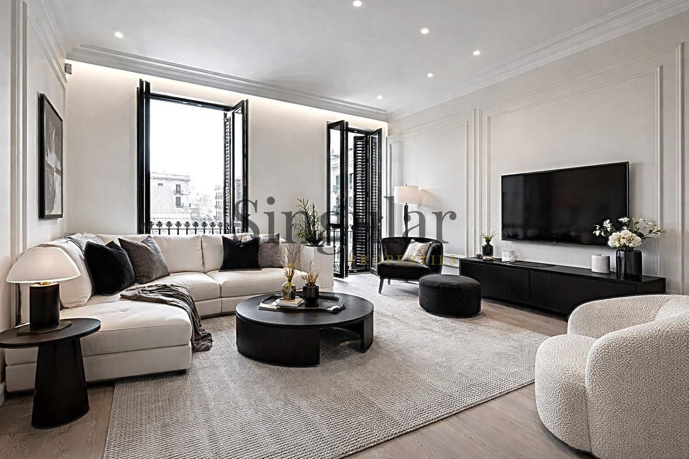 Sala de estar de Piso en venta en  Barcelona Capital con Aire acondicionado, Calefacción y Parquet