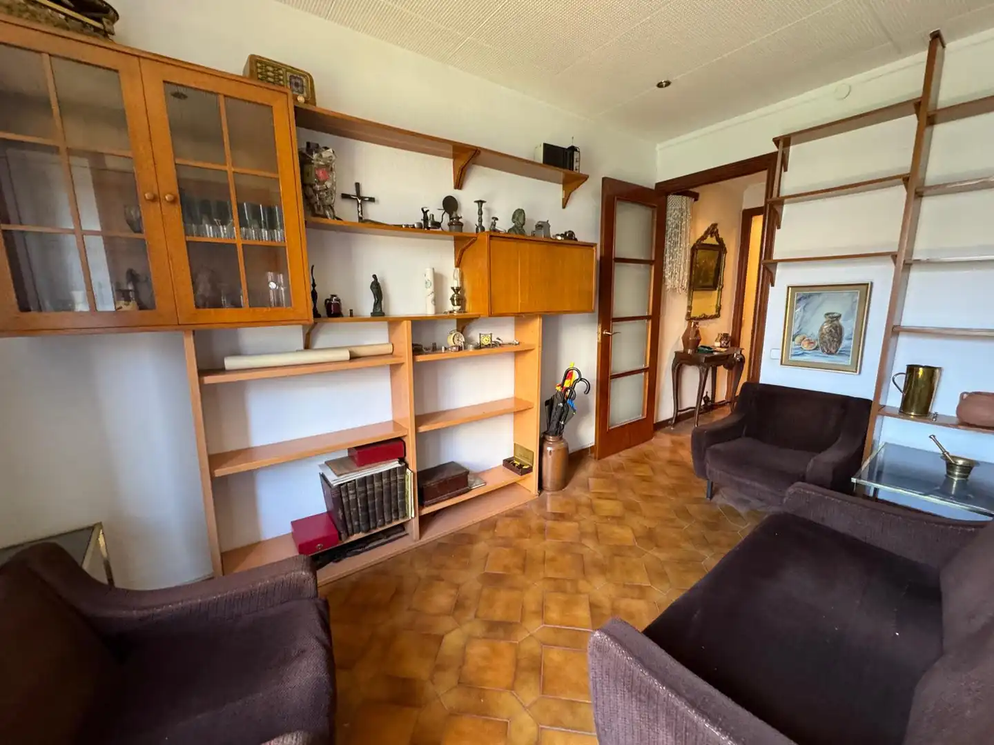 Sala de estar de Piso en venta en Barcelona con Parquet, Amueblado y Horno