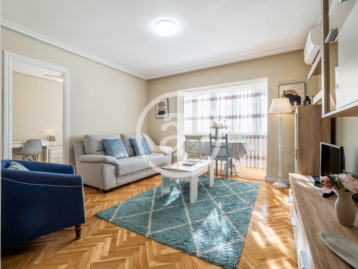 Sala d'estar de Pis de lloguer en  Madrid Capital amb Aire condicionat, Moblat i Forn