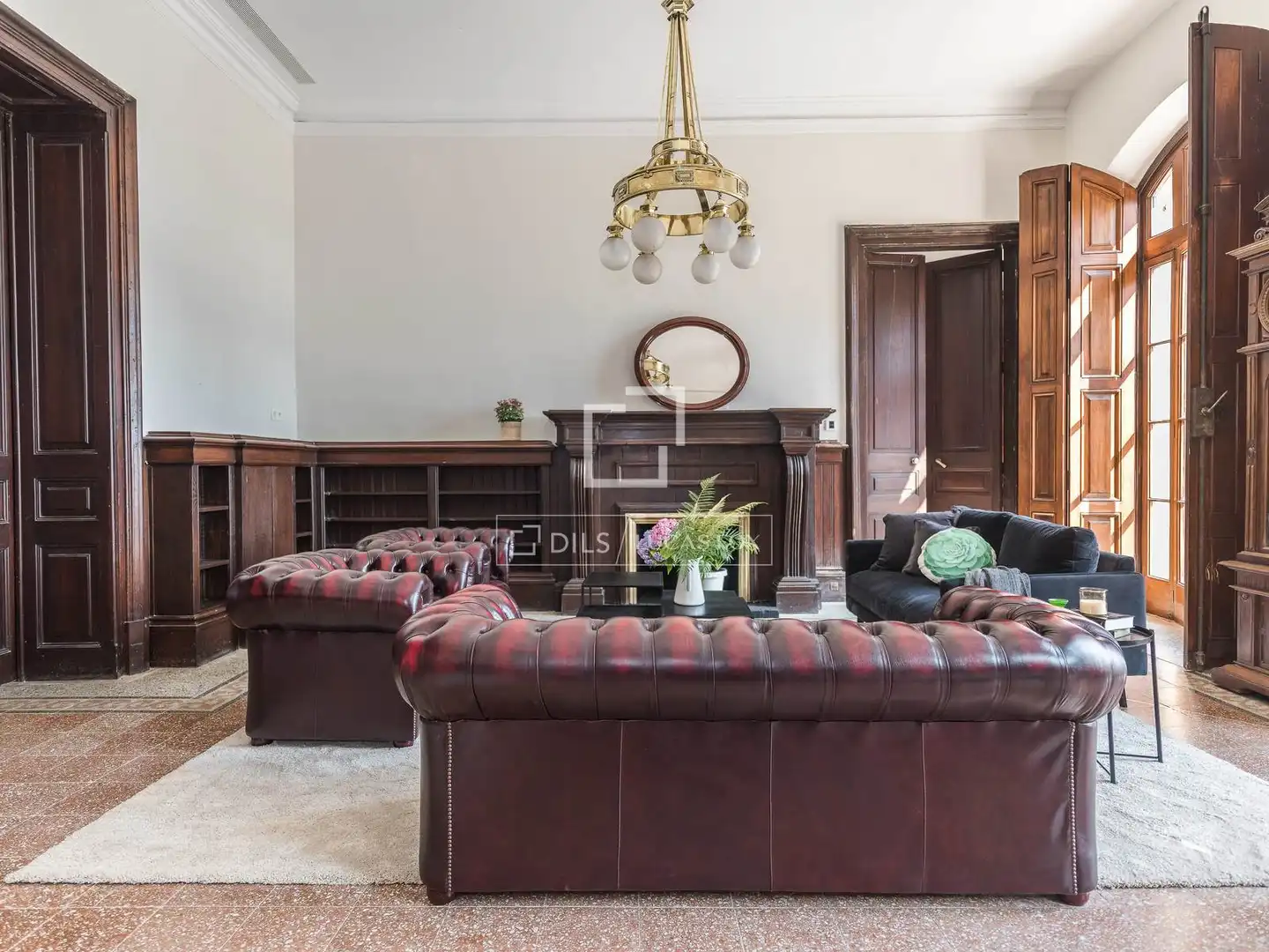 Sala de estar de Finca rústica en venta en Sant Hilari Sacalm con Aire acondicionado, Calefacción y Jardín privado