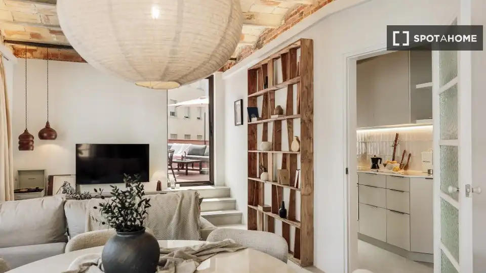 Sala de estar de Piso de alquiler en Barcelona con Aire acondicionado, Calefacción y Amueblado