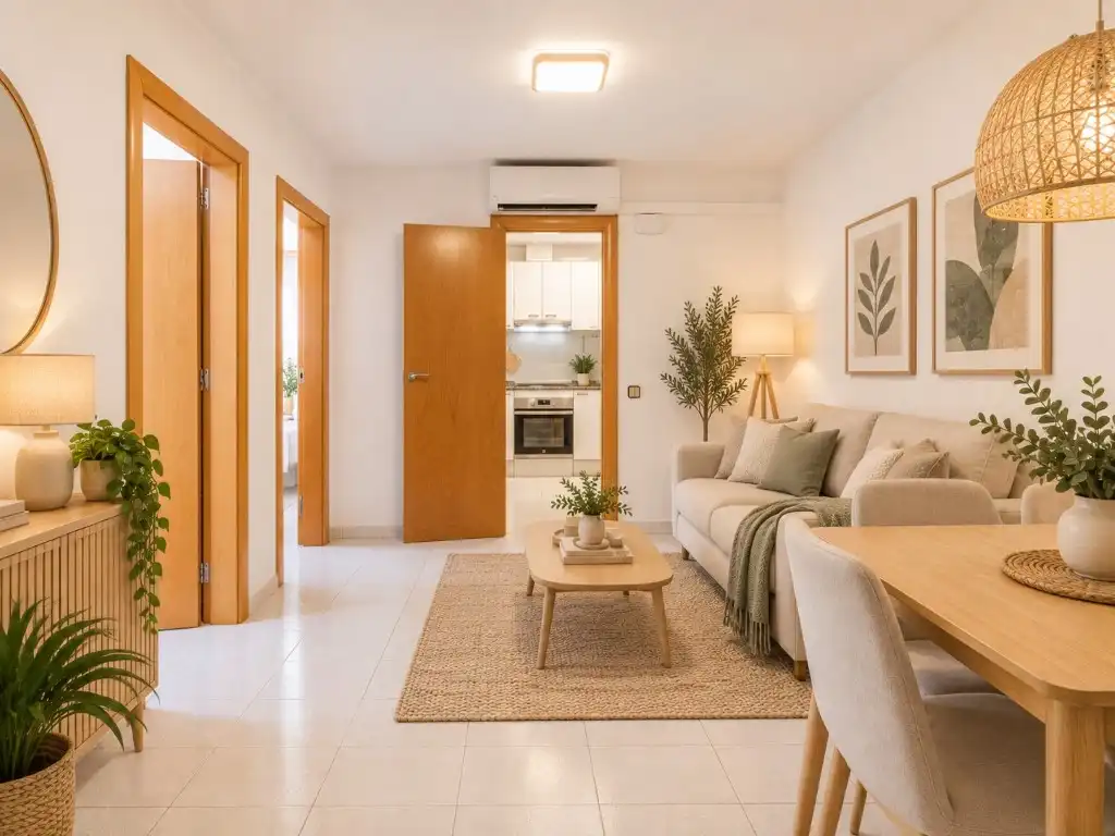 Sala d'estar de Apartament en venda en L'Hospitalet de Llobregat amb Aire condicionat