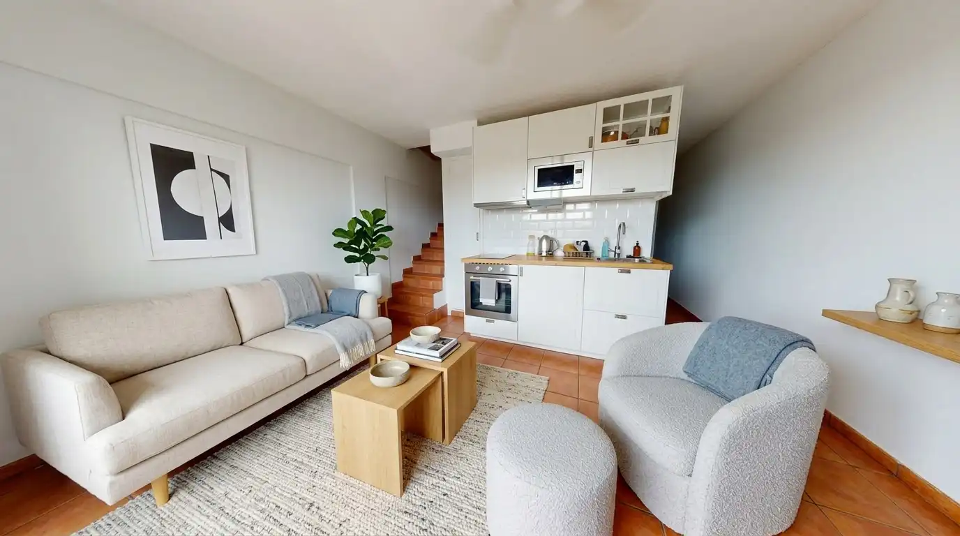 Sala de estar de Dúplex en venta en Sant Josep de sa Talaia con Aire acondicionado, Terraza y Piscina