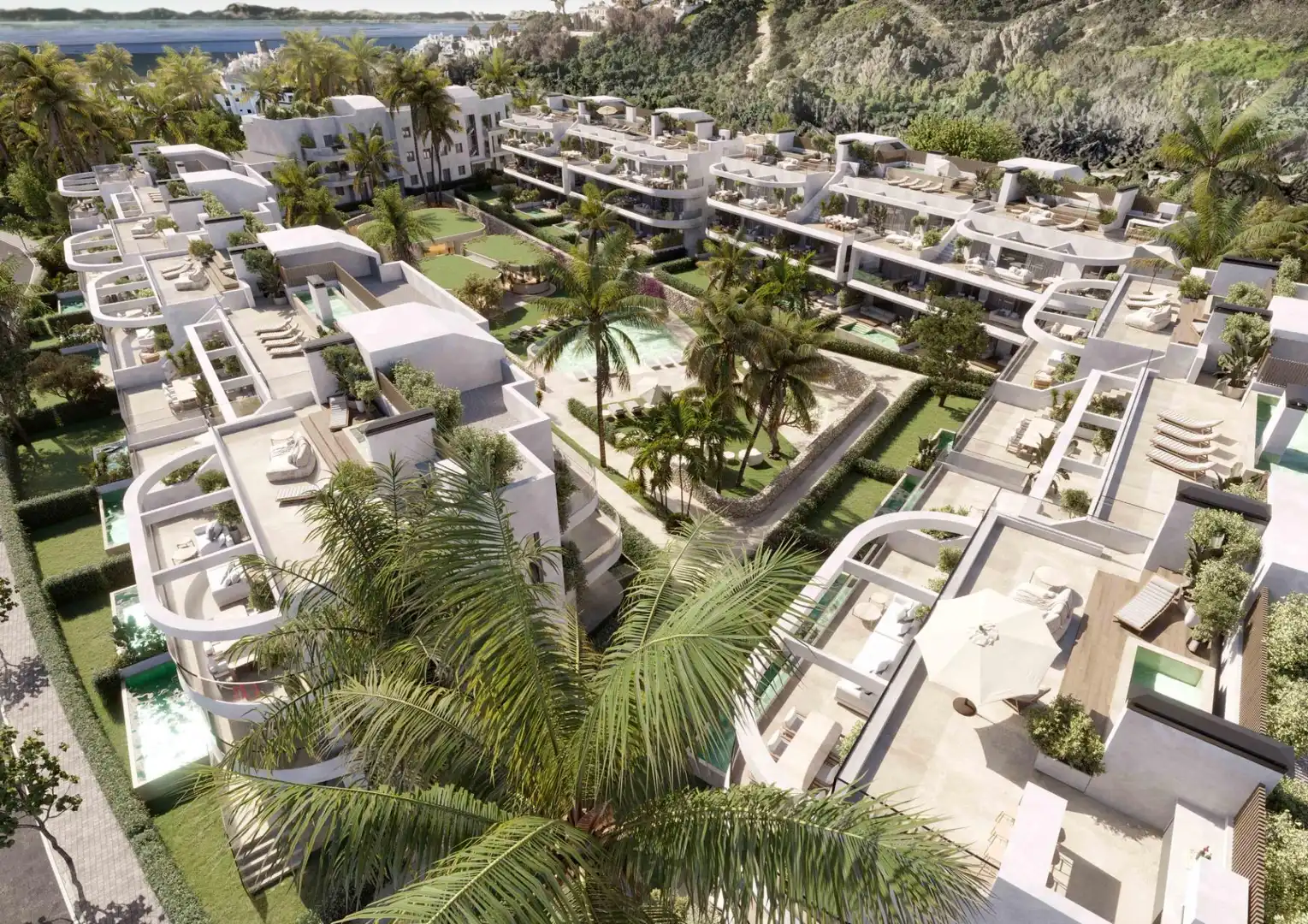 Vista exterior de Planta baja en venta en Estepona con Aire acondicionado, Jardín privado y Terraza
