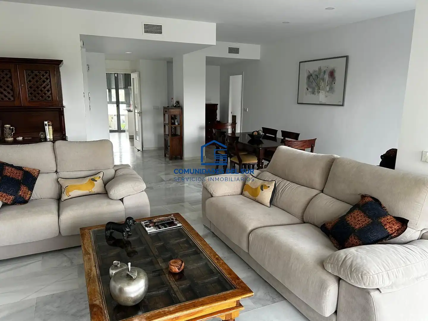 Wohnzimmer von Wohnung zur Miete in El Puerto de Santa María mit Klimaanlage, Privatgarten und Terrasse