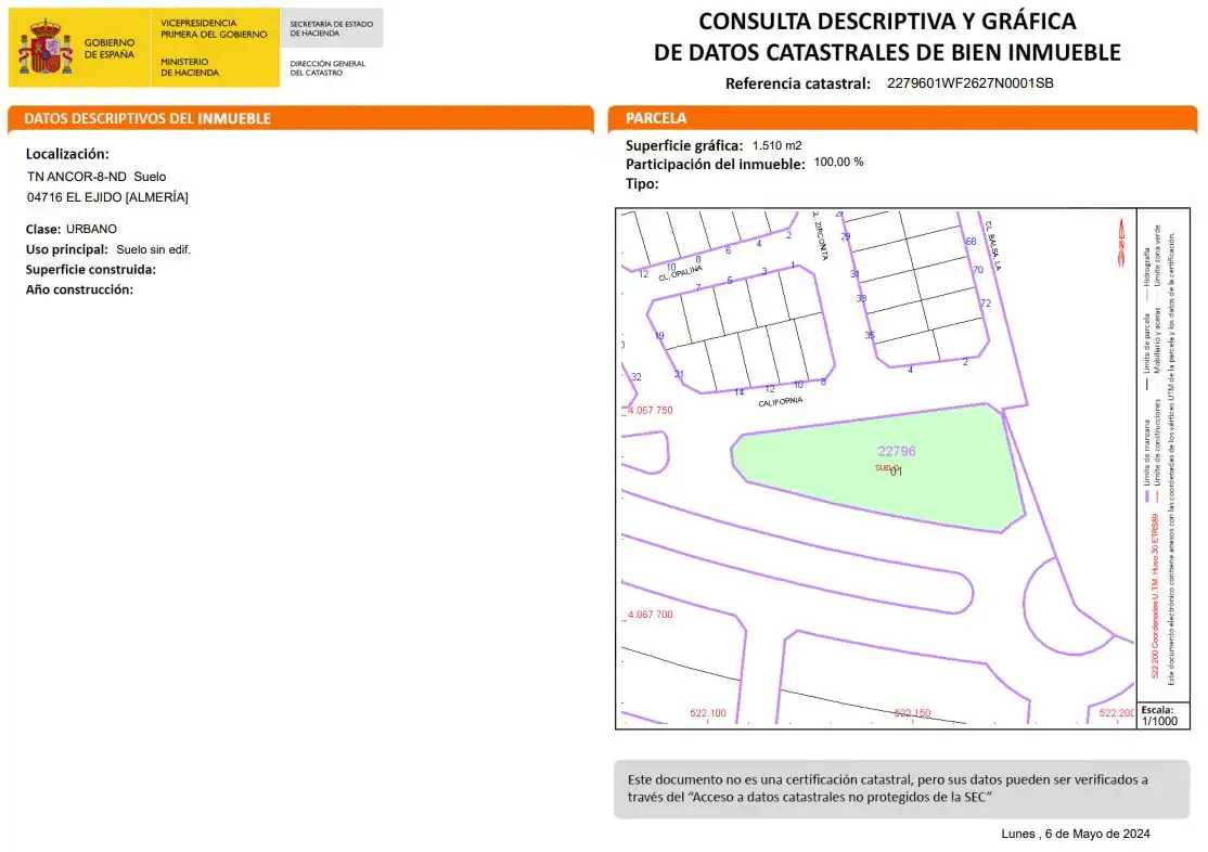 Exterior view of Land for sale in El Ejido