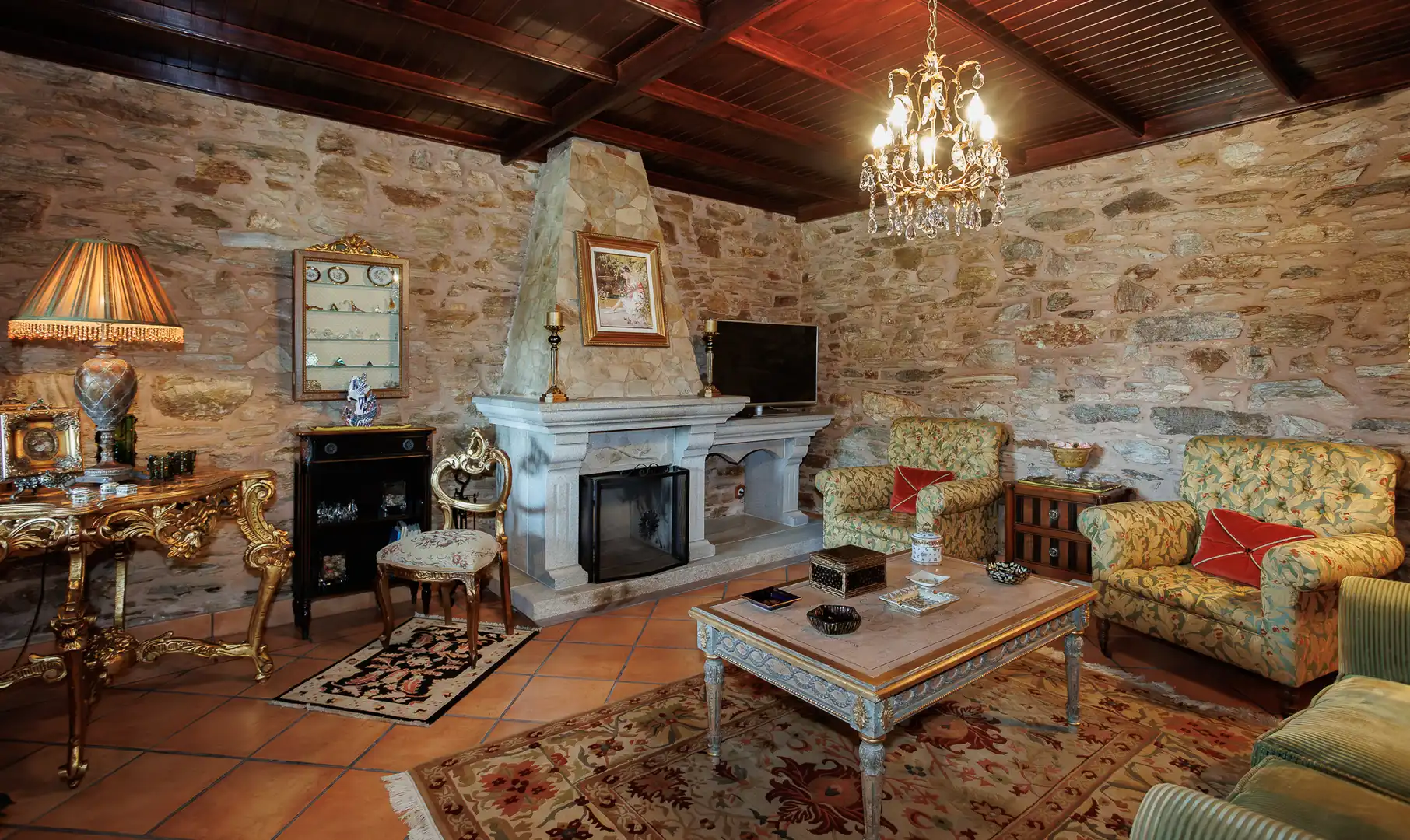 Sala de estar de Finca rústica en venta en Cospeito con Piscina