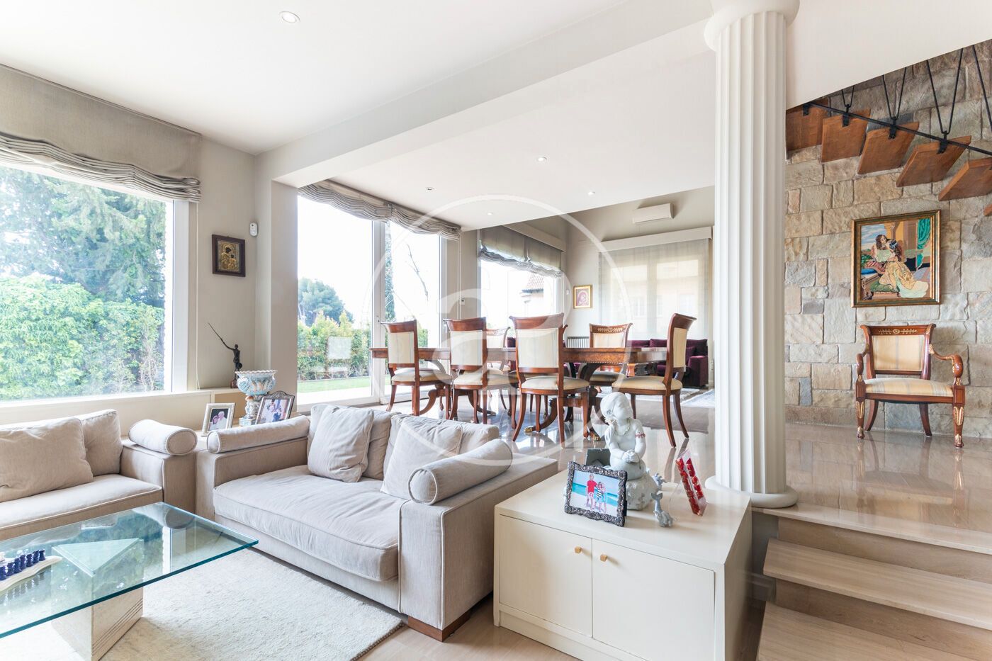 Living room of House or chalet to rent in  Barcelona Capital  with Air Conditioner, Heating and Private garden