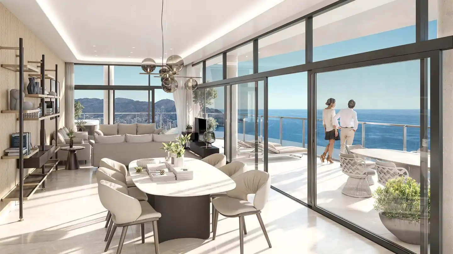 Living room of Flat for sale in Benidorm  with Air Conditioner, Terrace and Furnished