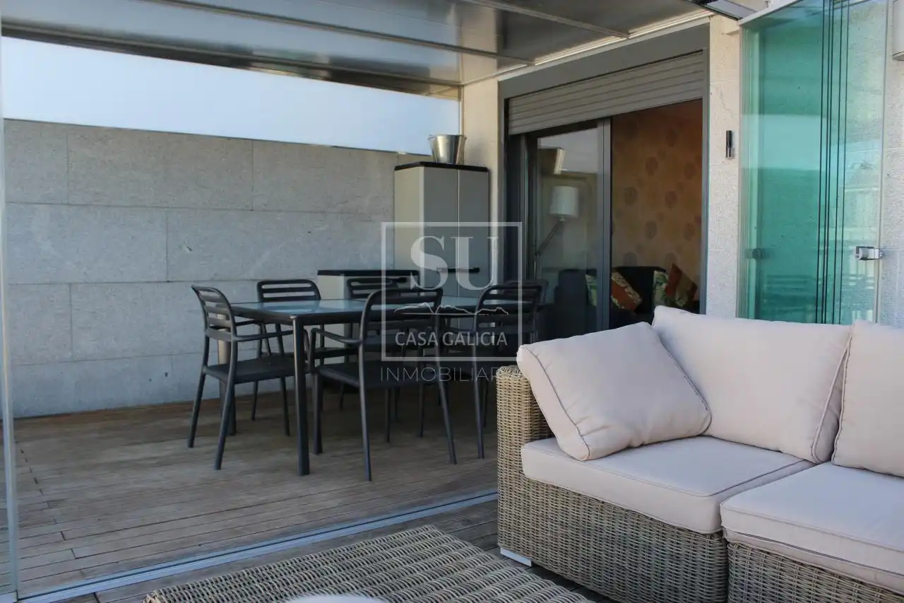 Terrace of Flat for rent in Baiona  with Heating, Parquet flooring and Terrace