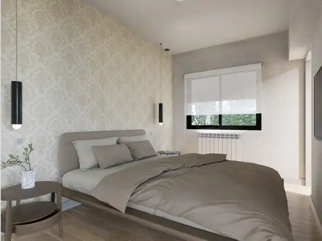 Schlafzimmer von Einfamilien-Reihenhaus zum Verkauf in Tórtola de Henares mit Klimaanlage, Heizung und Privatgarten