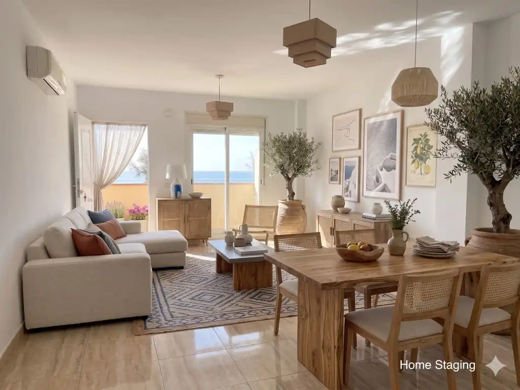 Wohnzimmer von Einfamilien-Reihenhaus zum Verkauf in Vélez-Málaga mit Klimaanlage, Terrasse und Abstellraum