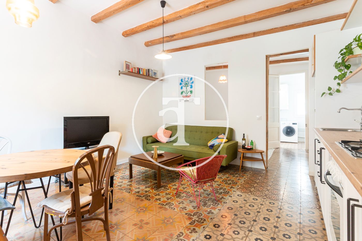 Sala de estar de Piso de alquiler en  Barcelona Capital con Aire acondicionado, Calefacción y Terraza