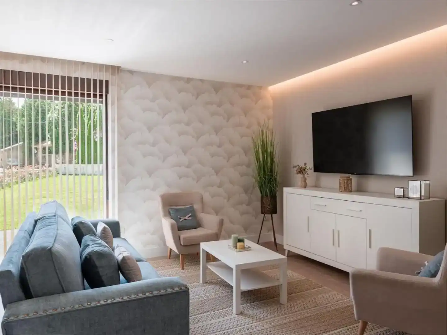 Sala de estar de Casa o chalet de alquiler en Vilagarcía de Arousa con Aire acondicionado, Jardín privado y Amueblado