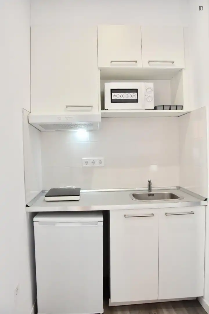 Cocina de Estudio de alquiler en Madrid con Aire acondicionado, Calefacción y Amueblado