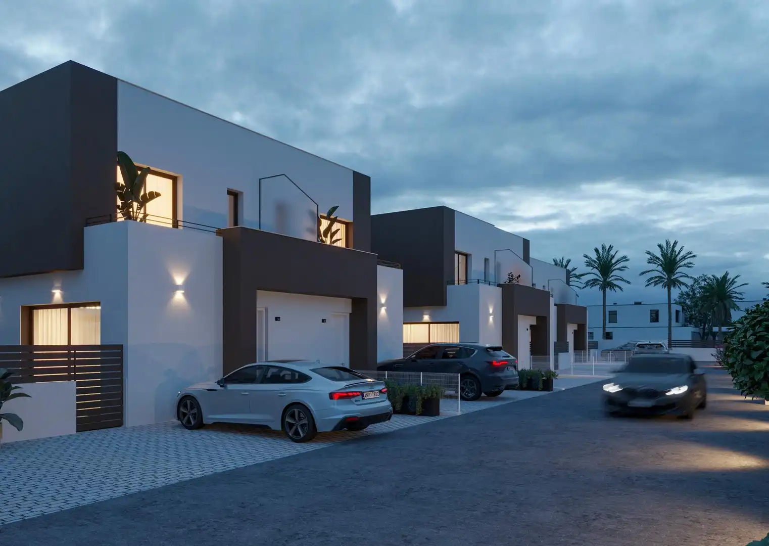 Vista exterior de Casa adosada en venta en Elche / Elx con Piscina comunitaria