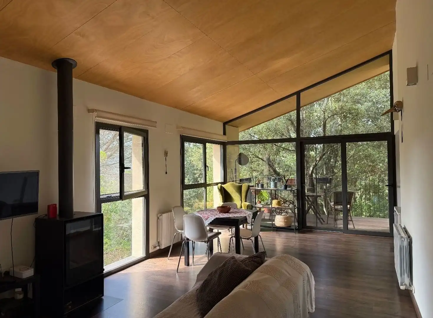 Sala d'estar de Casa o xalet en venda en Sant Aniol de Finestres amb Aire condicionat, Calefacció i Jardí privat