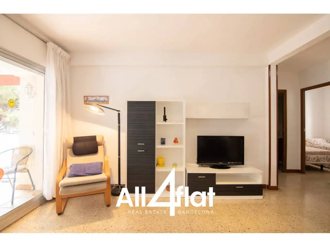 Living room of Flat for rent in Castelldefels  with Air Conditioner, Furnished and Balcony