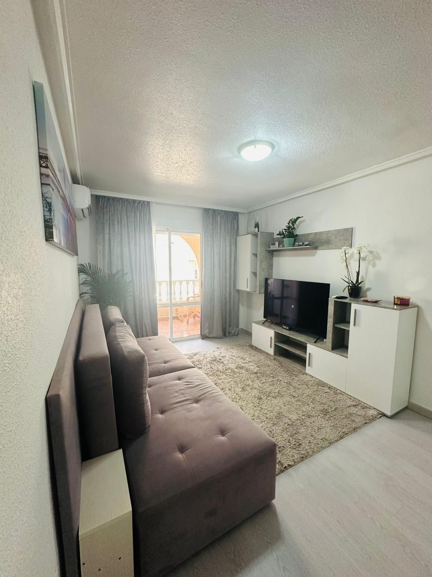 Sala d'estar de Apartament en venda en Torrevieja amb Aire condicionat, Terrassa i Moblat