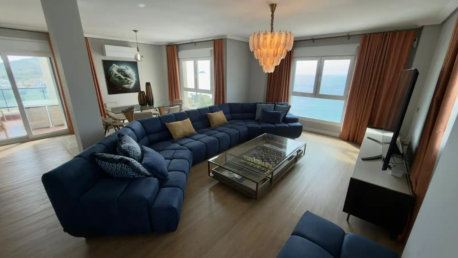 Wohnzimmer von Dachboden zum Verkauf in Villajoyosa / La Vila Joiosa mit Klimaanlage, Privatgarten und Terrasse