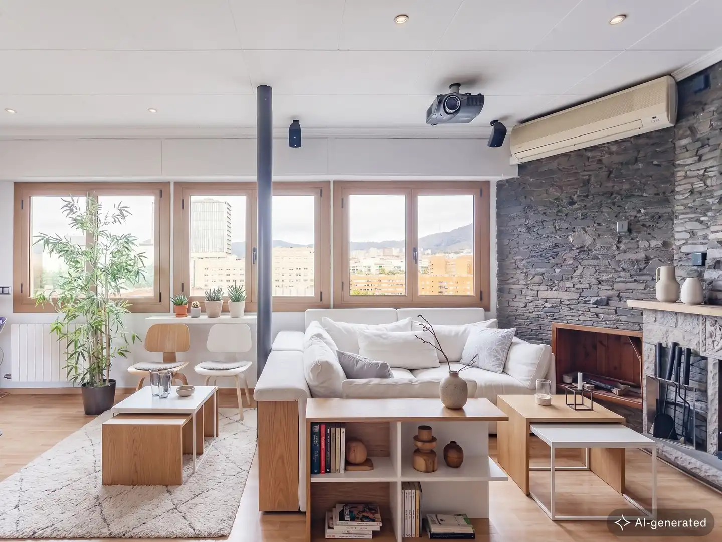 Wohnzimmer von Dachboden zum Verkauf in Barcelona mit Klimaanlage, Heizung und Terrasse