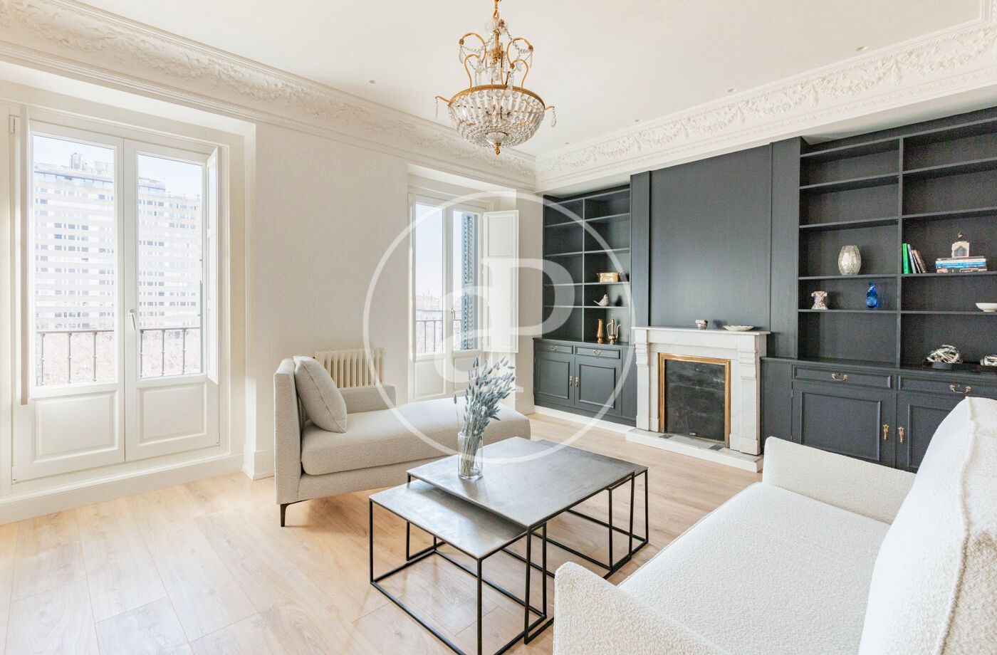 Living room of Flat for rent in  Madrid Capital  with Air Conditioner, Heating and Furnished