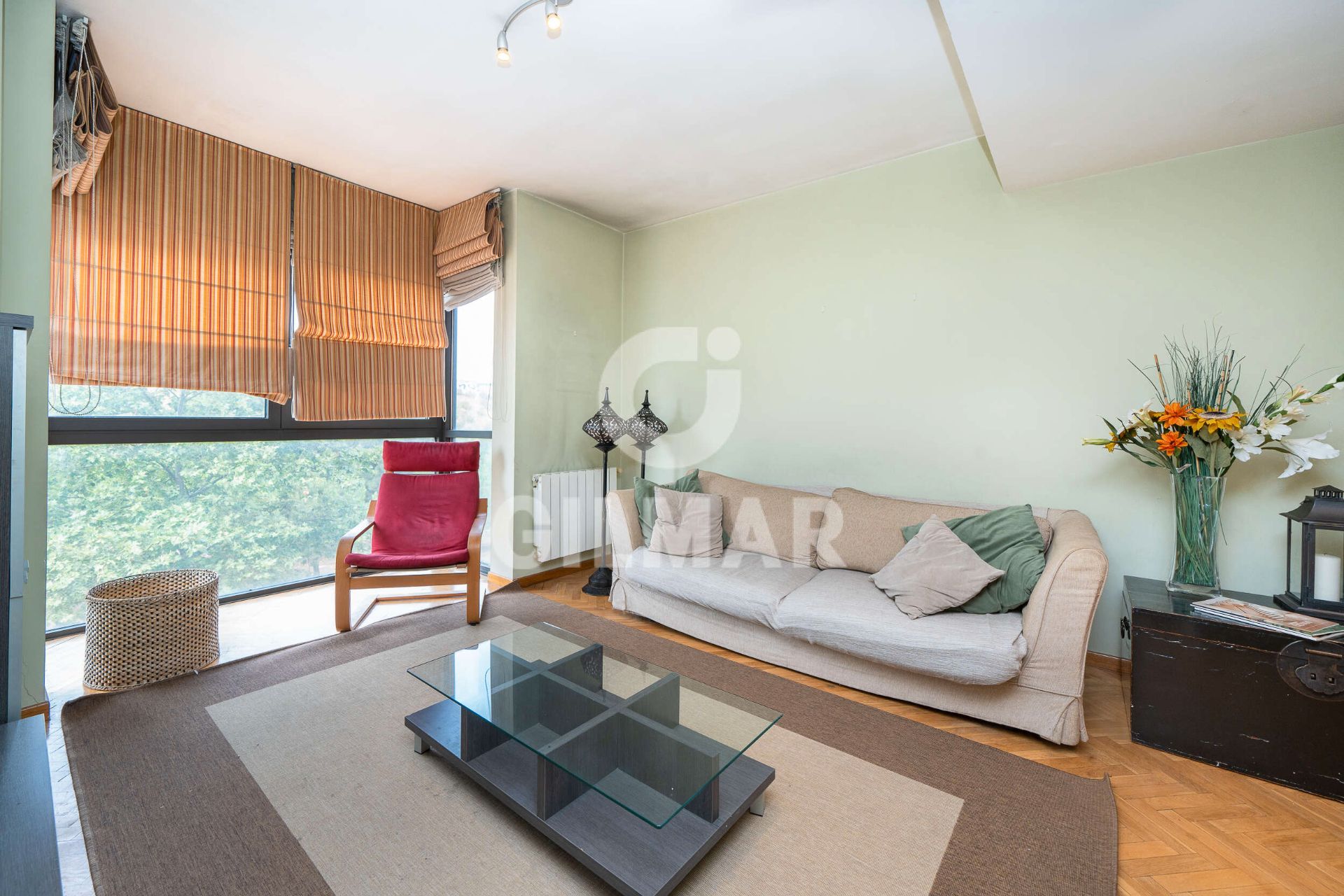 Living room of Flat for sale in  Madrid Capital  with Heating, Private garden and Storage room