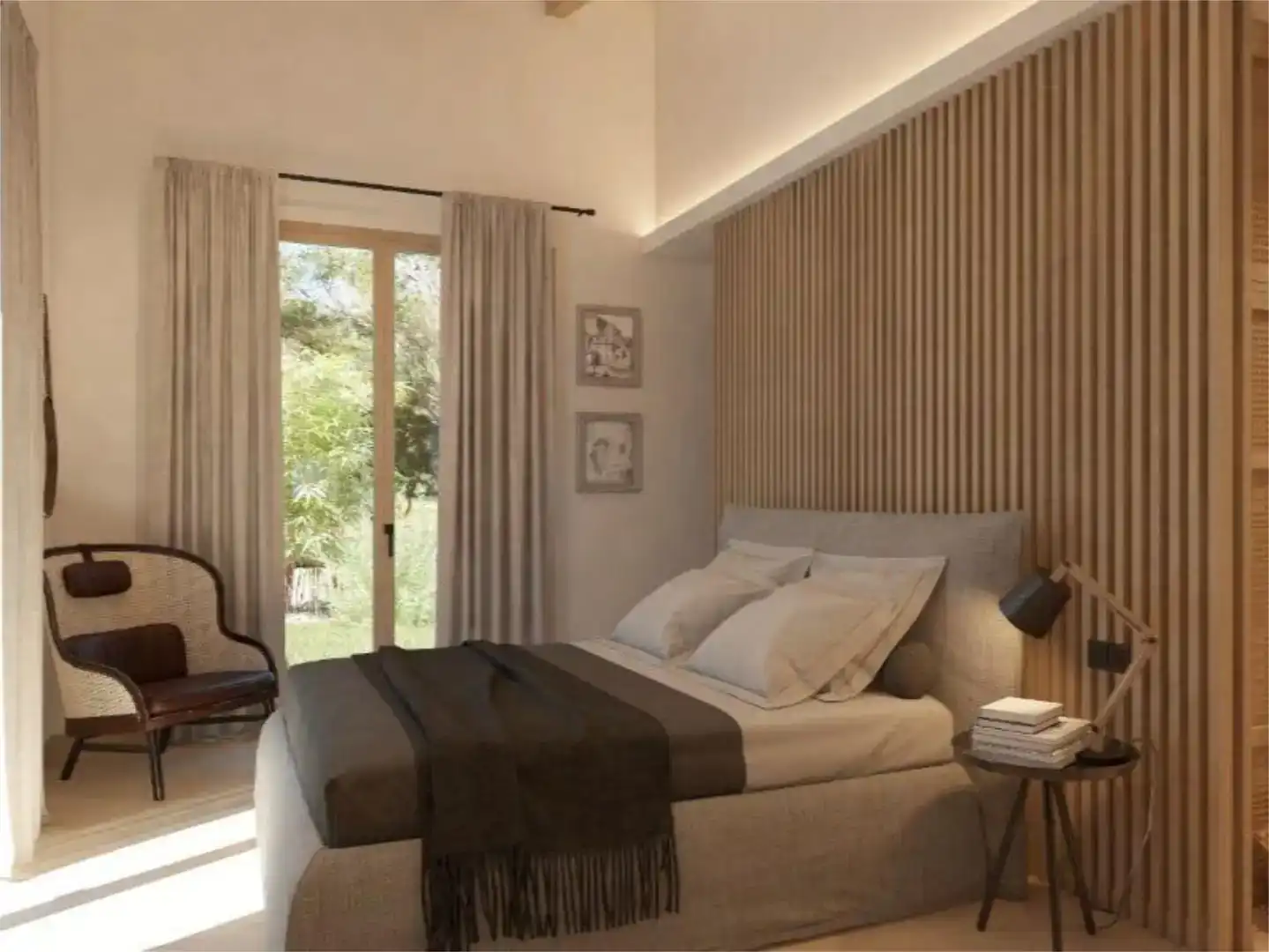 Schlafzimmer von Country house zum Verkauf in Felanitx mit Klimaanlage, Schwimmbad und Balkon