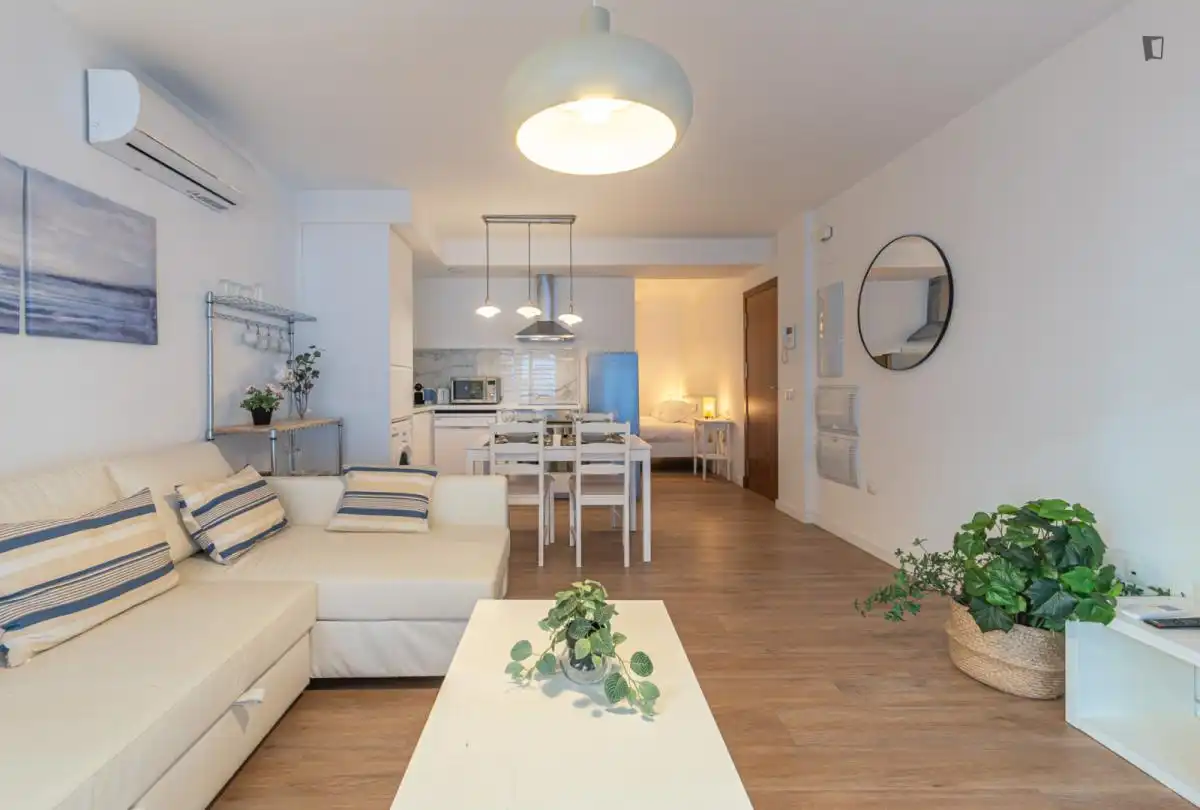 Sala d'estar de Estudi de lloguer en Málaga amb Aire condicionat, Moblat i Forn