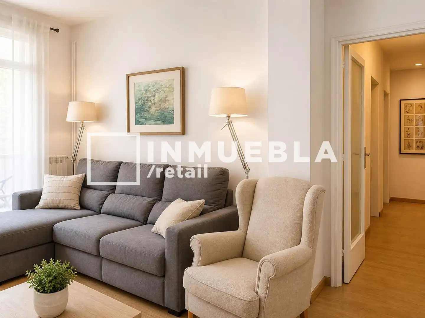Sala de estar de Piso en venta en  Barcelona Capital con Calefacción, Parquet y Terraza