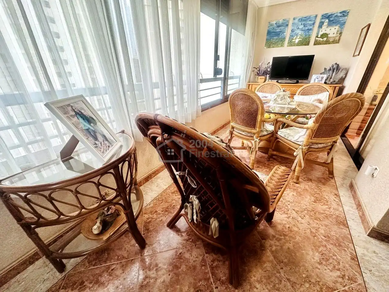 Wohnzimmer von Wohnungen zum Verkauf in Finestrat mit Klimaanlage, Privatgarten und Terrasse