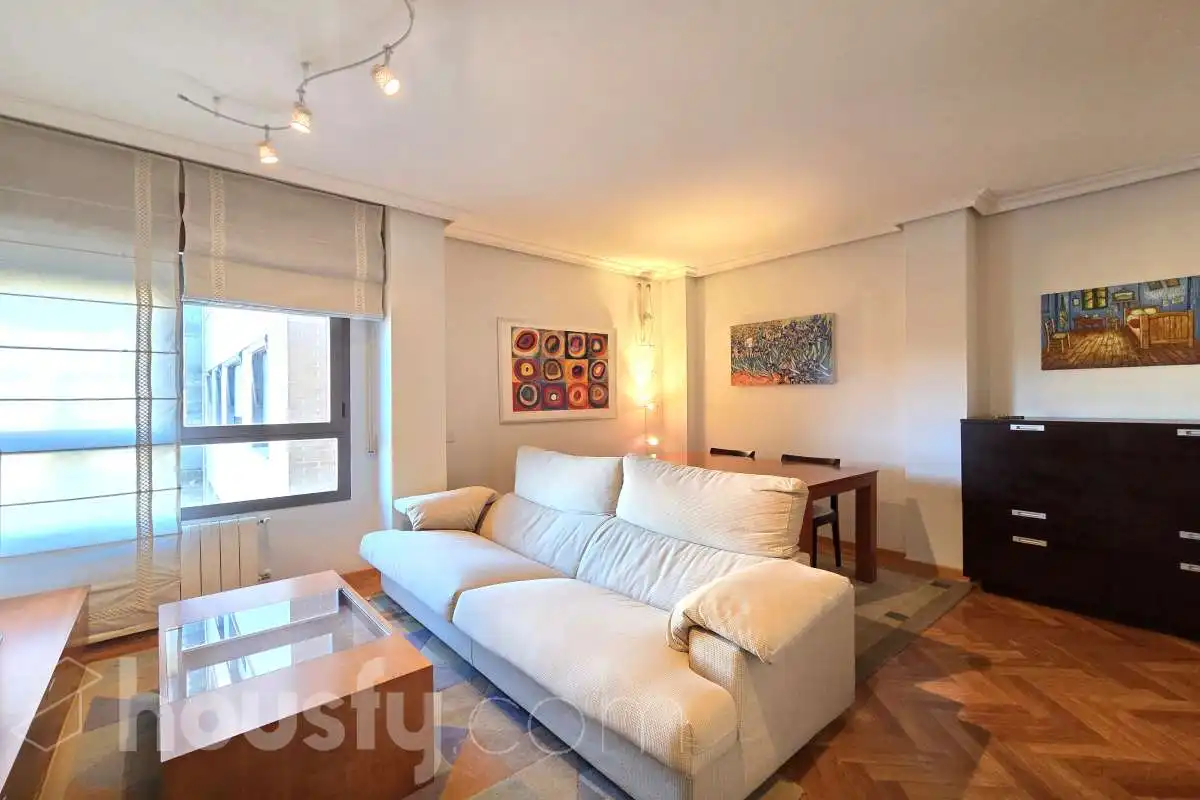 Living room of Flat for rent in Madrid  with Air Conditioner, Heating and Parquet flooring