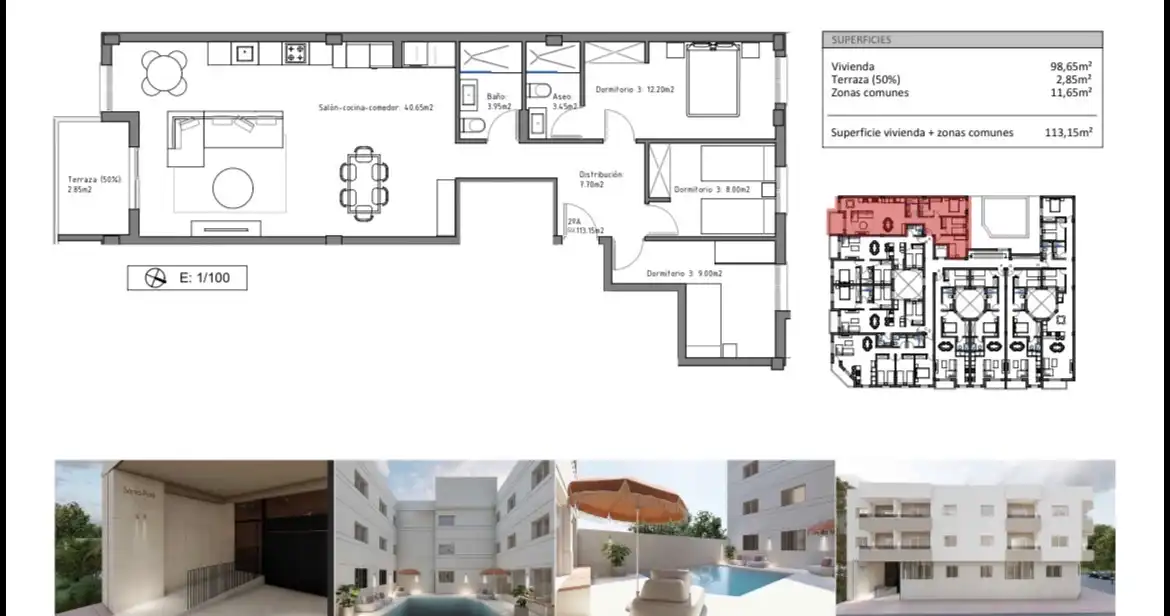 Dachboden zum Verkauf in San Isidro mit Klimaanlage, Heizung und Privatgarten